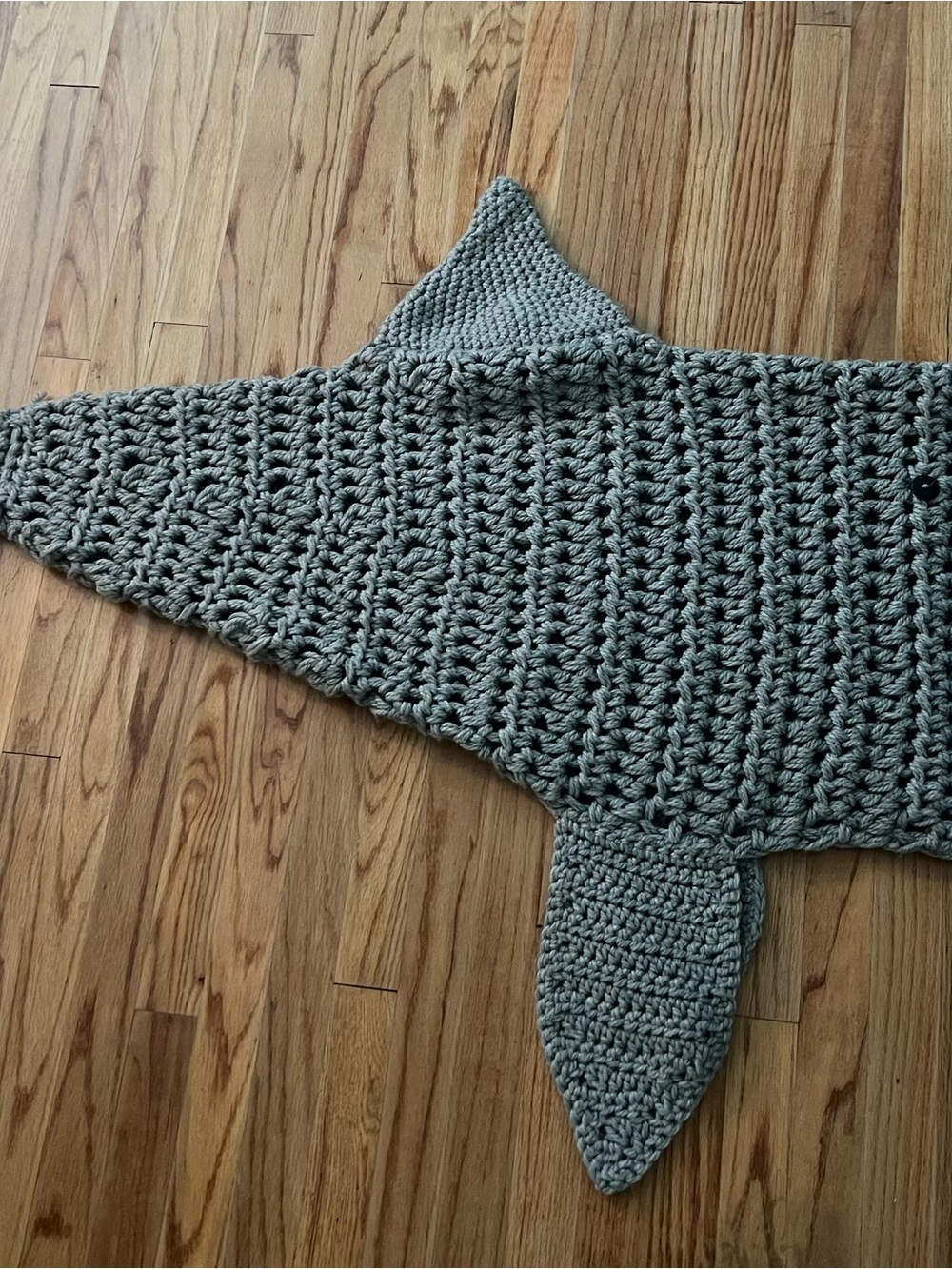 Handmade Shark Crochet Blanket in gray